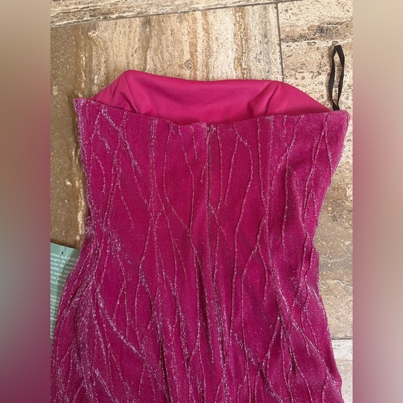 Vintage NWT Jessica McClintock x Gunne Sax Pink Metallic Strapless Gown size 5 - Picture 4 of 15